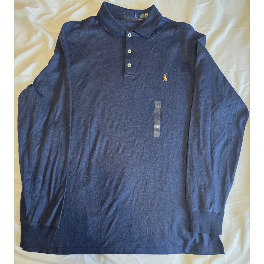 Polo Ralph Lauren Long Sleeve Blue Polo Shirt Men's Size XL NWOT